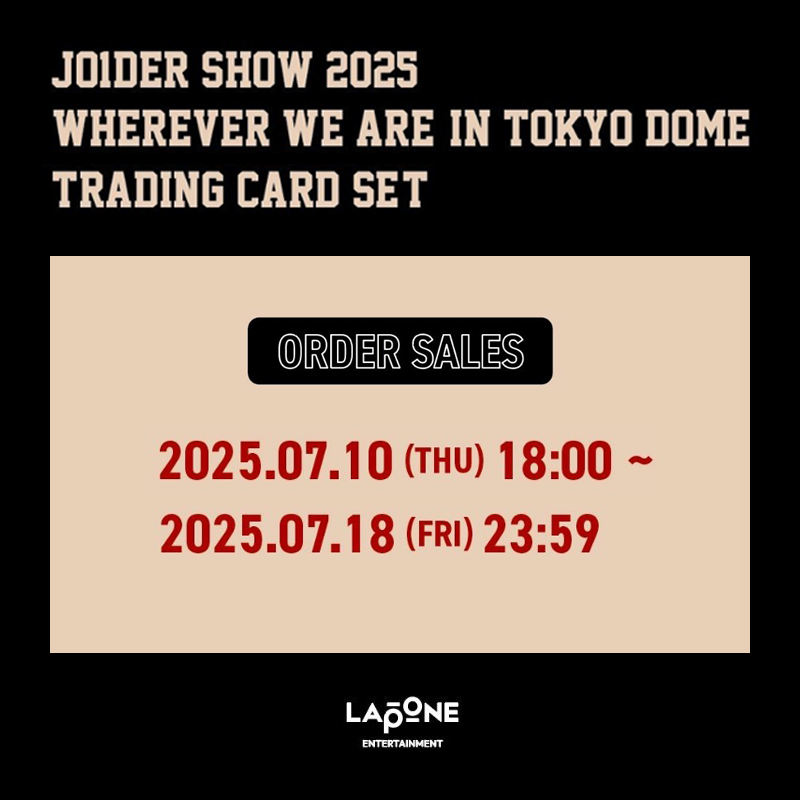 『JO1DER SHOW 2025 ‘WHEREVER WE ARE’ IN TOKYO DOME』トレーディングカードセット受注販売と事後EC販売が決定！